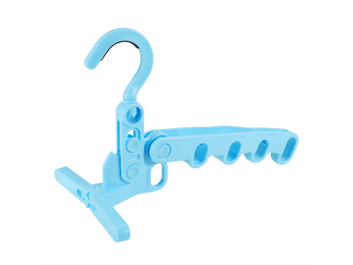 JILLIOPER Percha Plegable con 5 Agujeros Porta Ropa Multiusos Secado Armario Azul