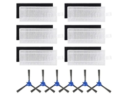 Repuestos Techecook para aspiradoras Eufy 11s|12|15c|25c|30c|35c con 6 cepillos laterales y 6 filtros