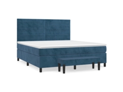 Cama Con Somier VIDAXL Azul Terciopelo (180x200 cm)