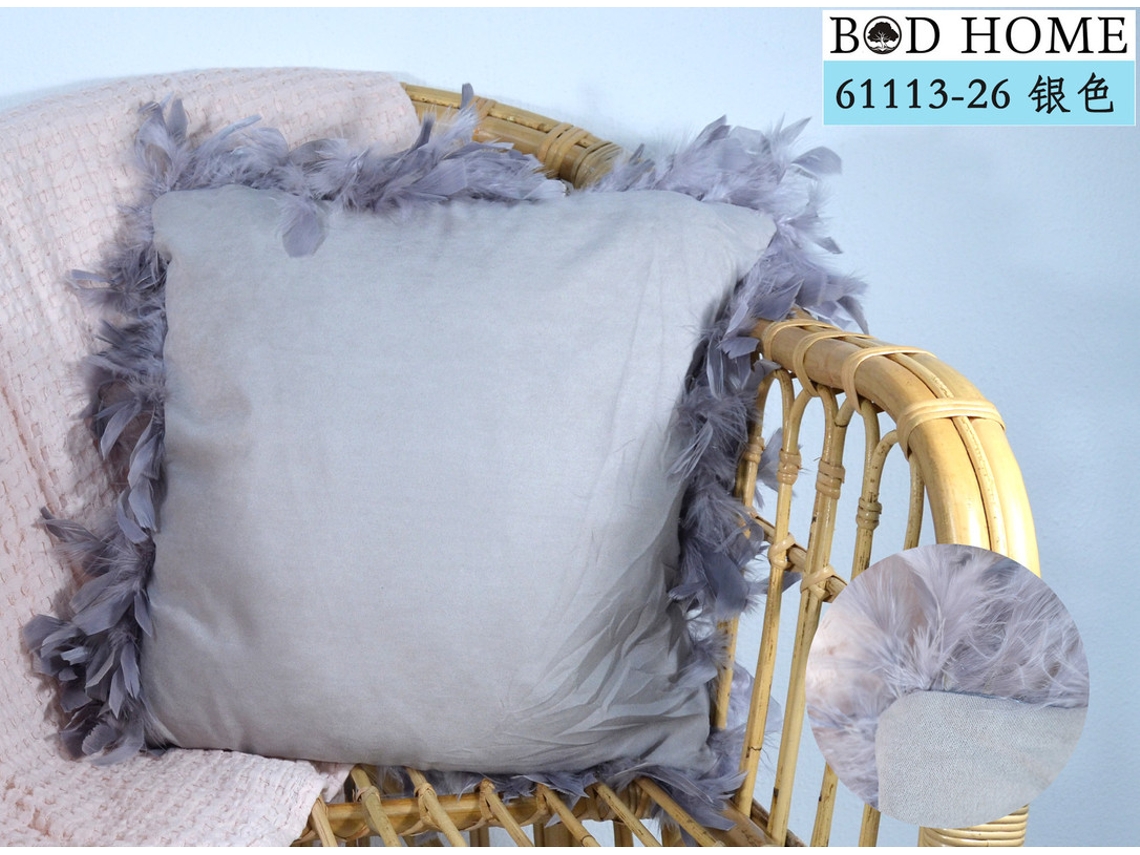 Almofada De Peñas Enrolada Branco Cinza 45*45cm BOD HOME