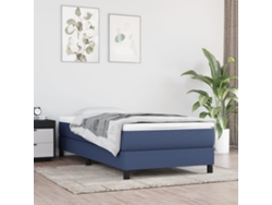 Estructura De Cama Sin Colchón Tela Azul 100x200 Cm