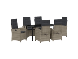 Maison Exclusive - Conjunto De Comedor De Jardín 7 Pcs Gris Ratán Sintético