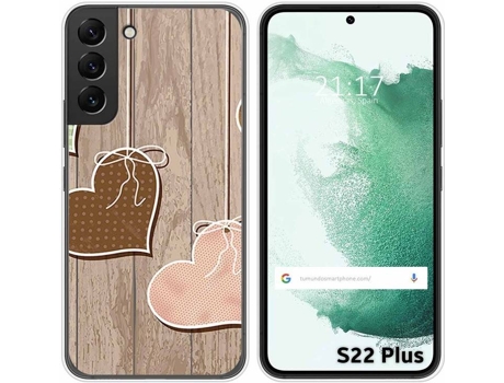 Carcasa Samsung Galaxy S22 Plus 5G TUMUNDOSMARTPHONE Dibujos Corazones Madera Multicolor