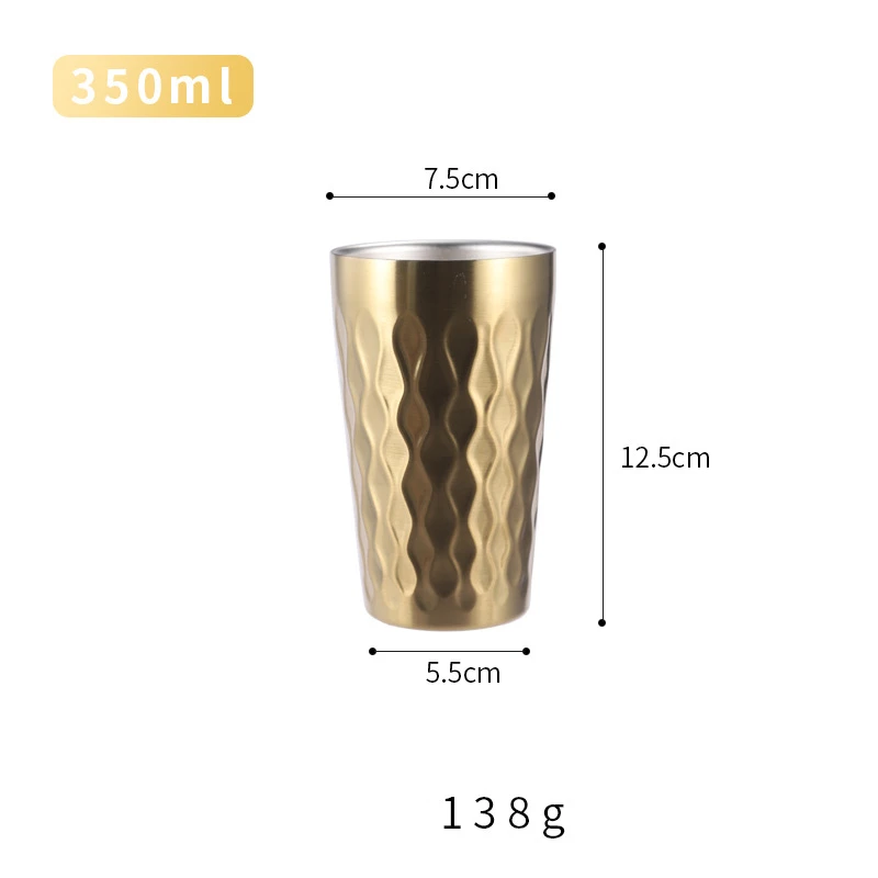 (oro 350 Ml) Taza De Café Con Doble Pared Aislante, Acero Inoxidable 304, Taza De Cerveza