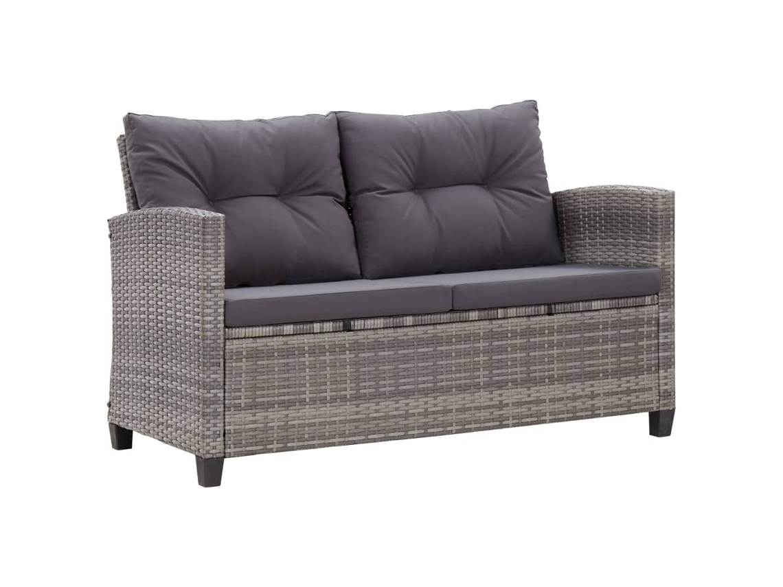Sofá LOVELY HOME Relax de Jardín de 2 Plazas con Almohadones de Vime en Color Gris (124 x 68 x 77 cm)