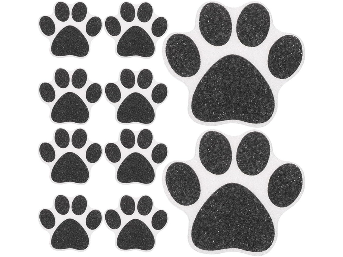 Juego De 20 Pegatinas Antideslizantes Para Suelo Con Forma De Huella De Perro Negro,