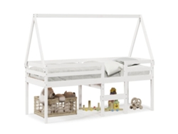 Cama Alta Con Techo 75x190 Cm Pino Macizo Blanco Dkd Home Decor