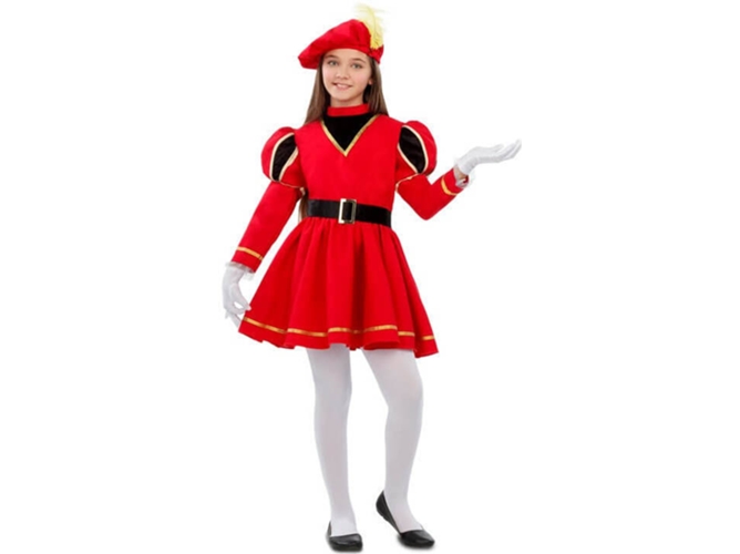 Disfraz de Niña DISFRAZZES Paje Real Roja (Talla: 3 a 4 años)