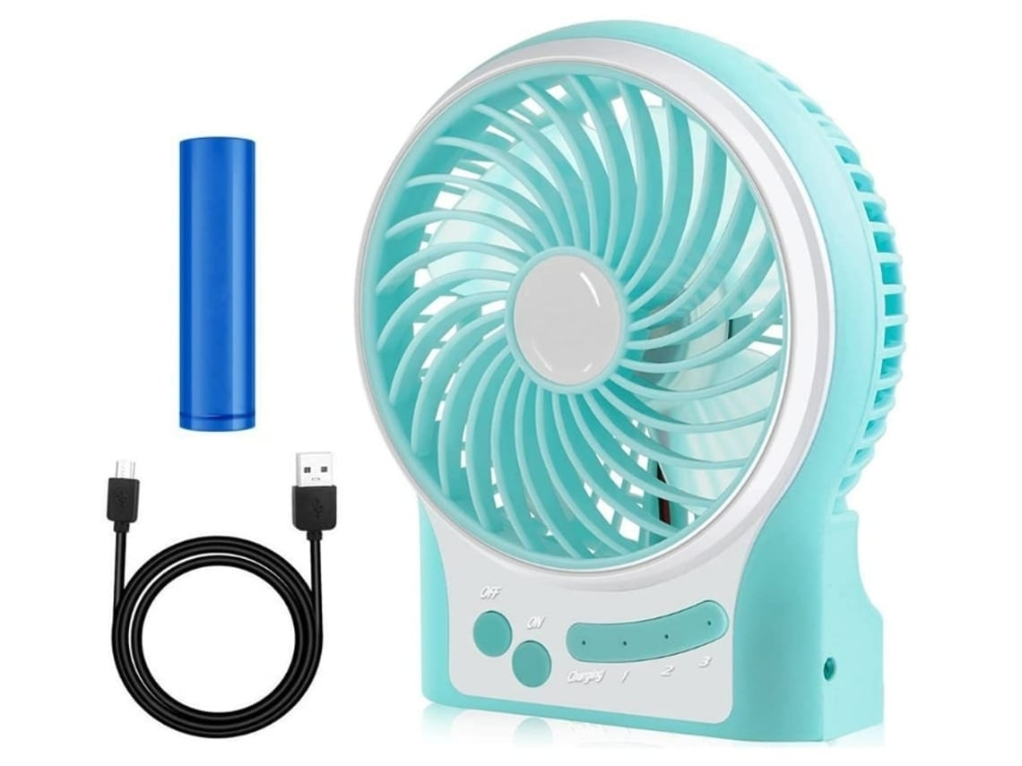 Ventilador de escritorio portátil, recargable por USB, de mano, con batería, 3 velocidades, pequeño, USHION