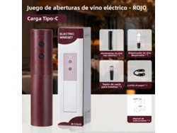 Abridor de botellas eléctrico recargable, diseño de un solo botón, perfecto para fiestas y Navidad. Mdug (rojo)