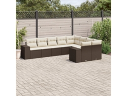 Conjunto de sofá de jardín de 9 piezas con cojines de mimbre marrón DKD Home Decor