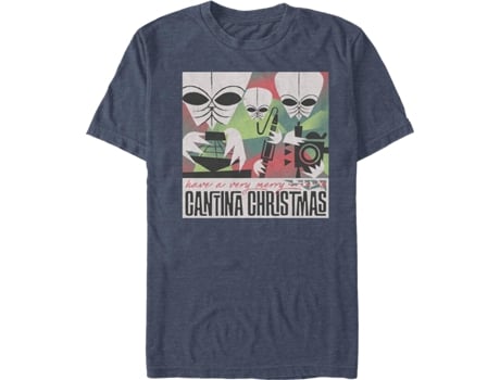 Camiseta Unisexo DEEPSTONE Cantina Christmas Star Wars Brezo azul marino (XXXL)