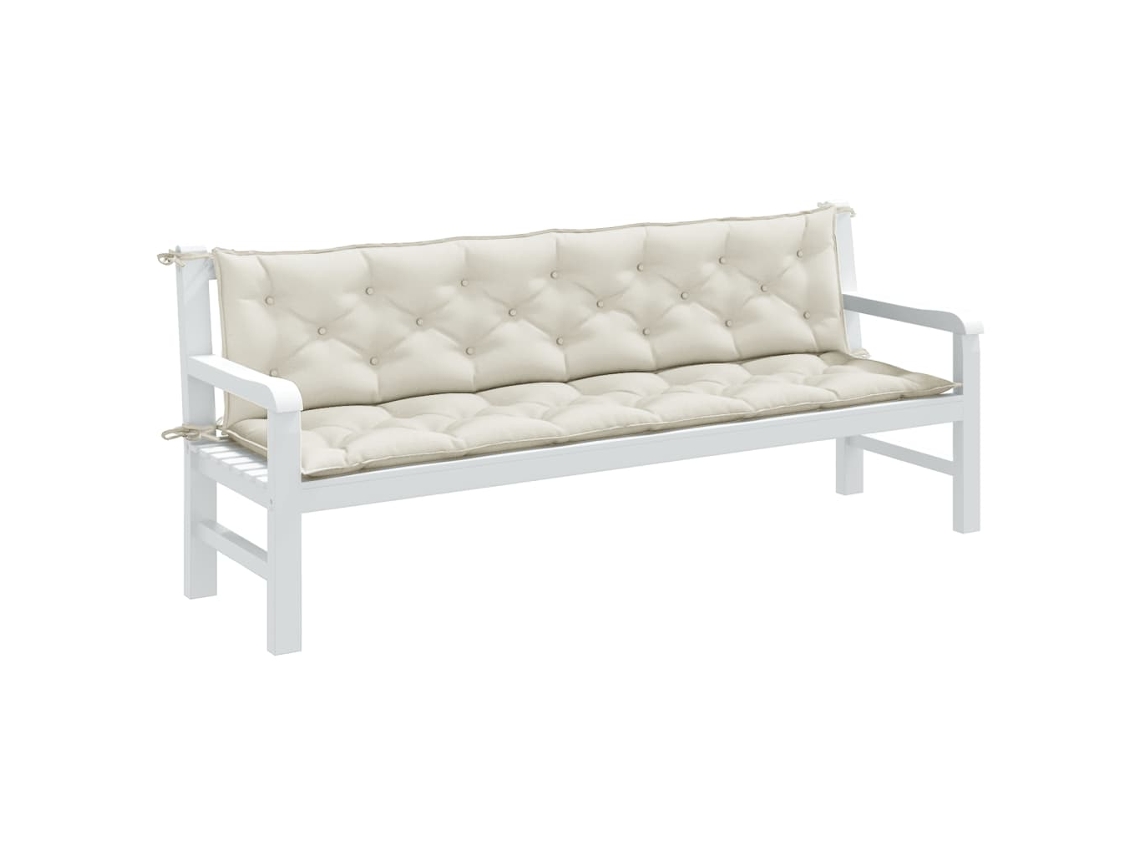 Cojines Para Banco Jardín 2 Uds Tela Crema Melange 200x50x7 Cm