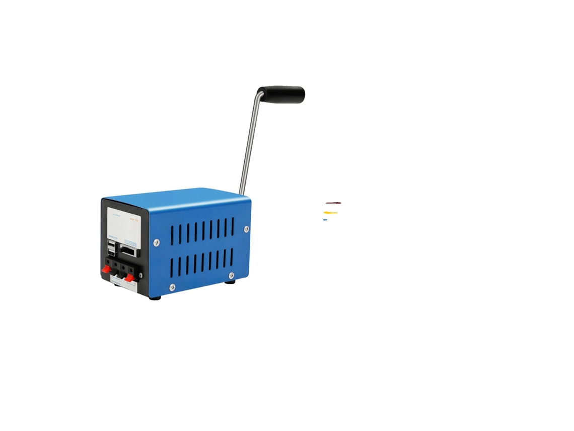 Generador, manivela, fuente de energía portátil, azul