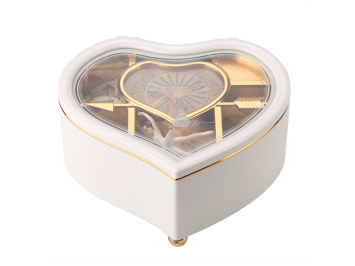 Caja de música Baok-Ballet con bailarina giratoria en forma de corazón - Regalo de joyería para niñas