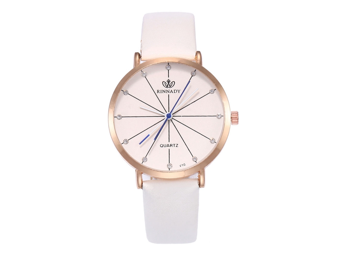 Reloj De Cuarzo De Pareja Casual Con Correa De Cuero Pu Simple Dial Redondo Blanco