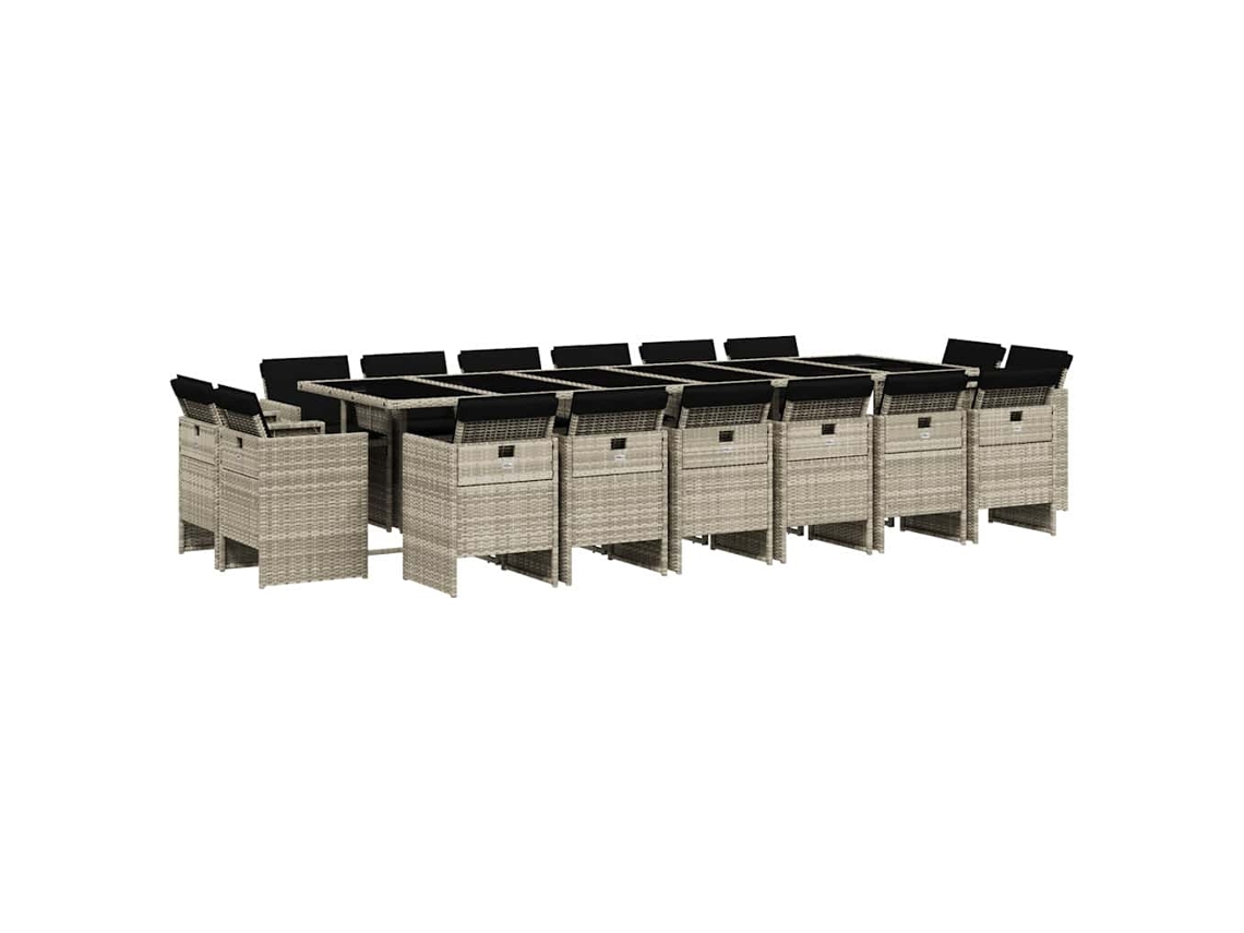 Maison Exclusive - Set Comedor Jardín Y Cojines 17 Pzas Ratán Sintético Gris Claro