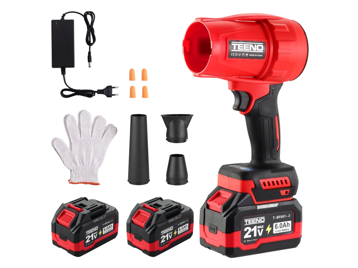 Soplador De Hojas Inalámbrico Teeno |21v |con 2 Baterías De 6,0 Ah |velocidad Del Viento Hasta 116 Km/h |35.000 Rpm