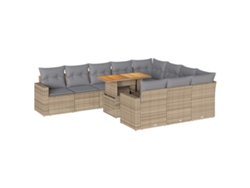Maison Exclusive - Set De Sofás De Jardín 11pzas Con Cojines Ratán Sintético Beige