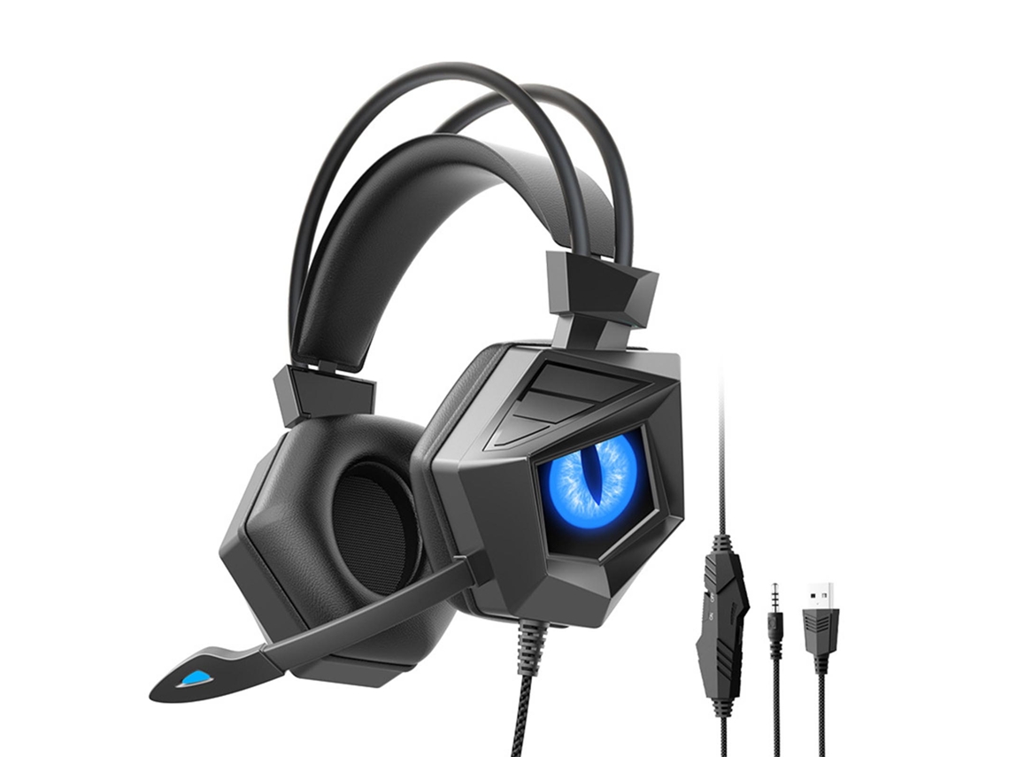 Fone De Ouvido Gamer Com Fio Profissional Ergonômico Confortável Para Pc Computador Preto Azul