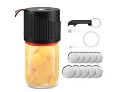 Kit De Sellado Al Vacío Eléctrico 2 En 1 Para Frascos Mason De Boca Ancha Y Regular (inalámbrico)