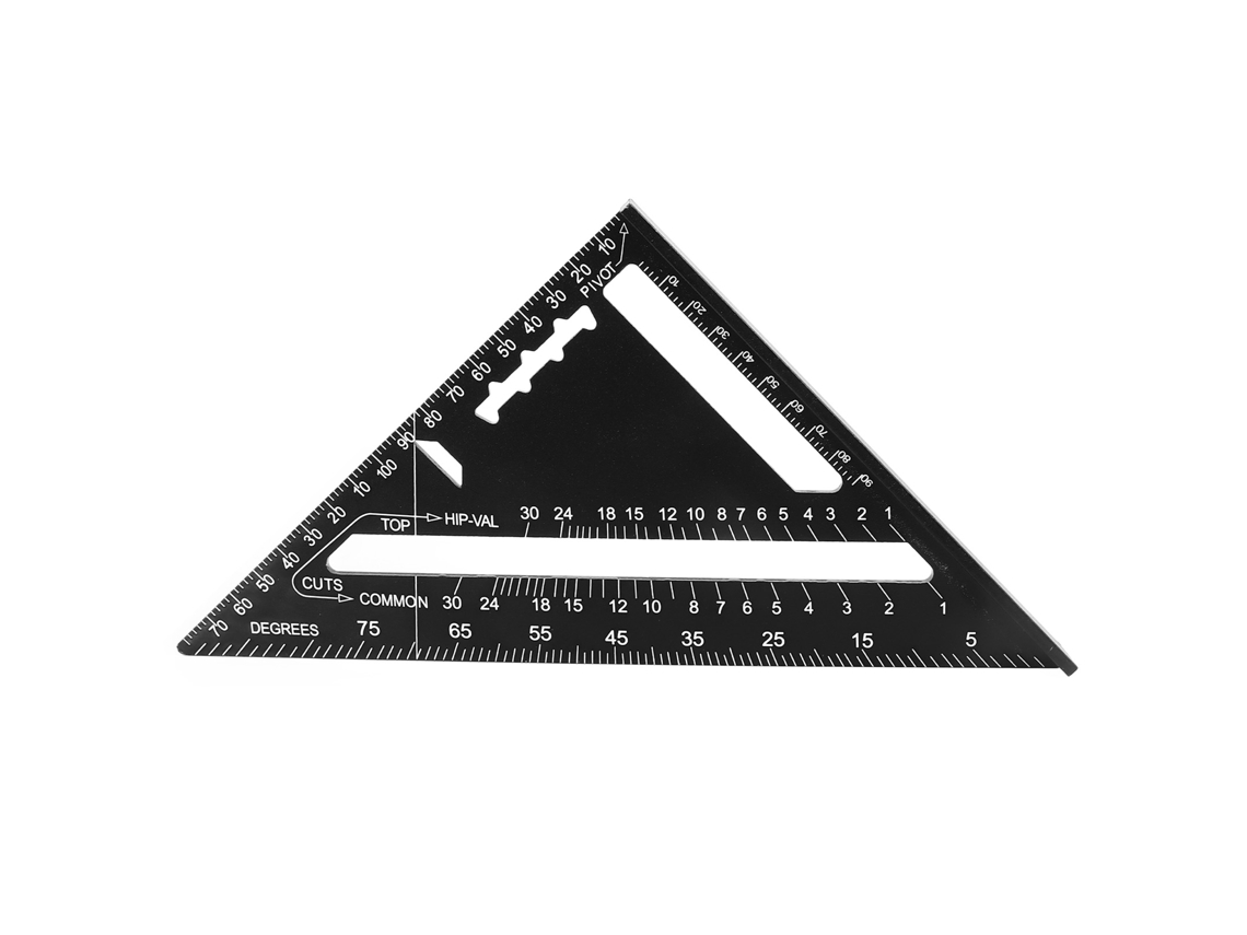 Regla de carpintero triangular cuadrada de 7 pulgadas, de aluminio, de 90/45 grados, herramienta portátil para carpintería de bricolaje.