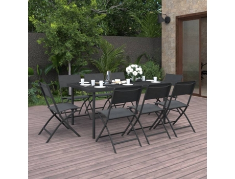 Conjunto 9 de comedor para jardín VIDAXL acero