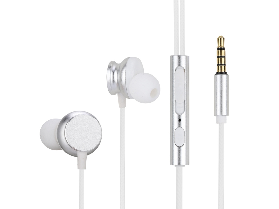 Auriculares Intrauditivos Con Cable De Metal De 45° Sonido Hifi Con Micrófono Auriculares Estéreo Blanco