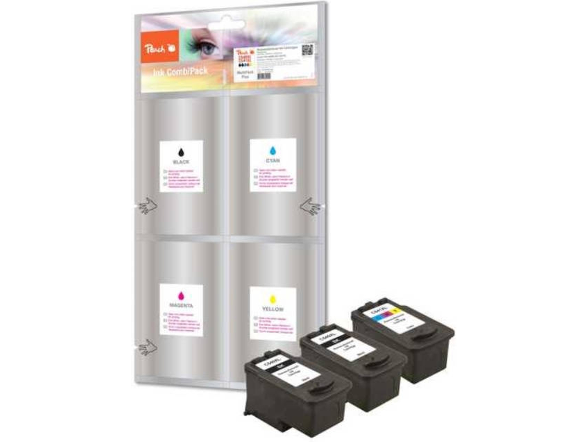 Cartucho de tinta PEACH Peach 319173  Negro, Cian, Magenta, Amarillo Multipack 3 pieza(s)