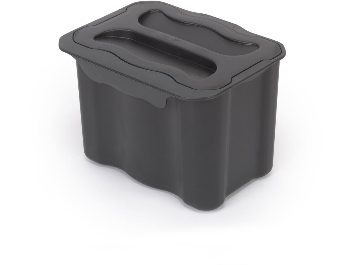 EMUCA Baldo Do Lixo Reciclável para Pendurar na Porta e Recolher O Lixo Recycle 1 Contentor de 5 Litros com Tampa Cinza Antracite Plástico