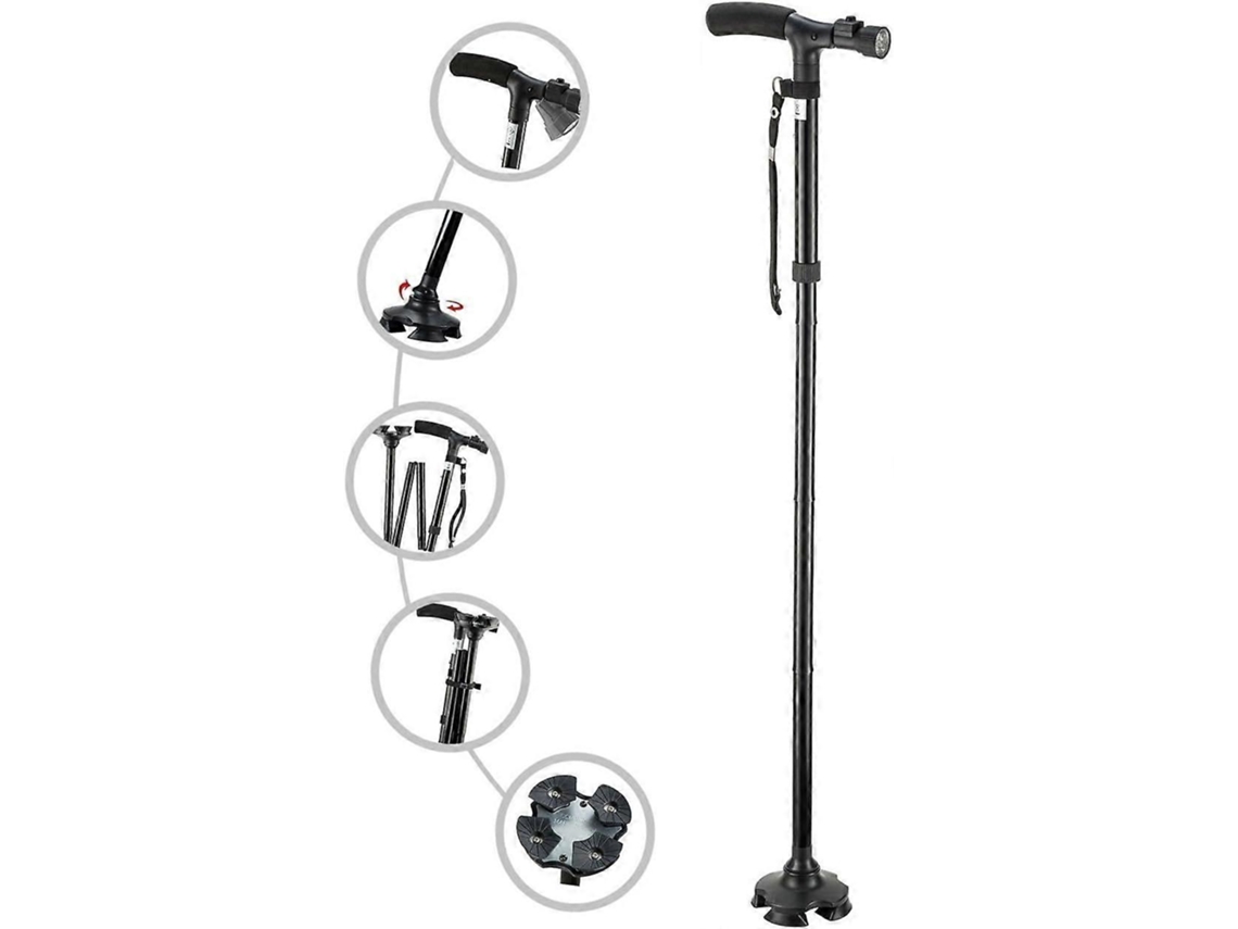 Bastón plegable con luz LED, bastones ajustables para hombres y mujeres.