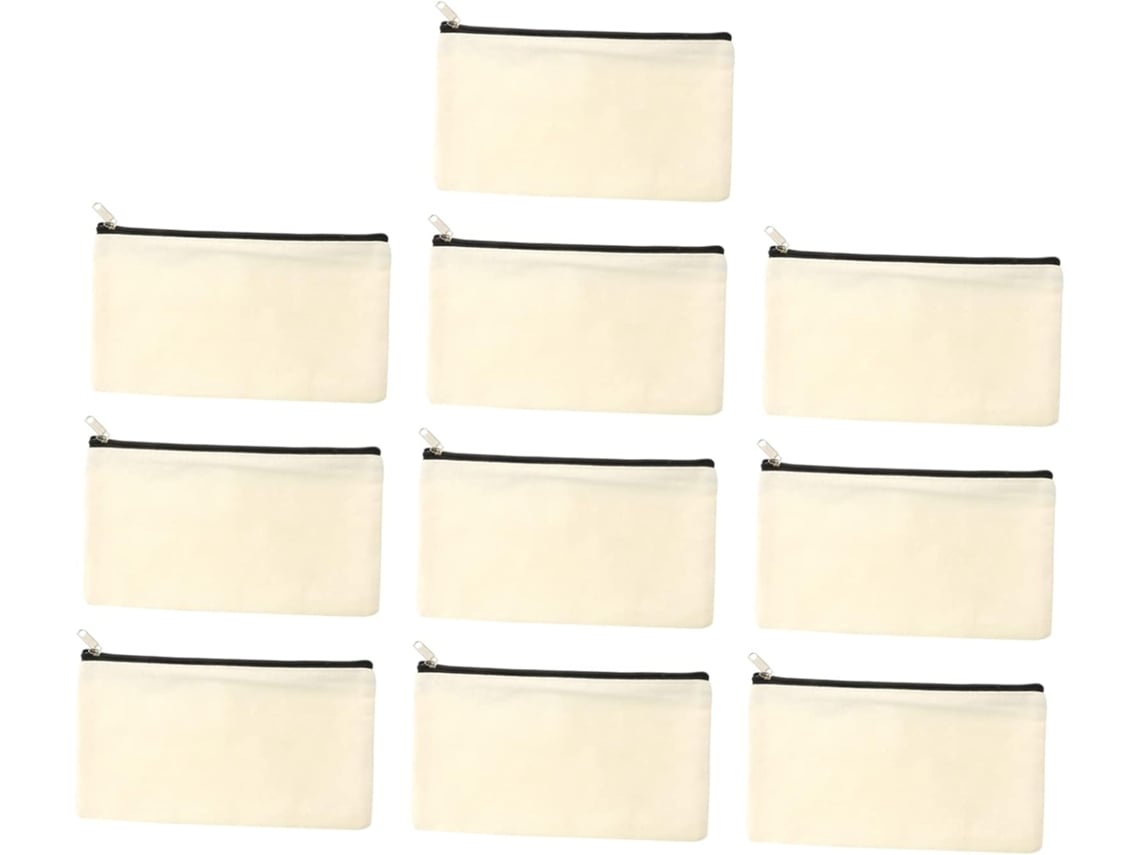 Estuche Para Lápices De Lona Lisa De 10 Piezas, Neceser Práctico Y Duradero Para Viajes Con Cremallera.