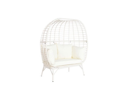 Sillón de jardín DKD HOME DECOR 130 x 68 x 146 cm ratán sintético Acero Blanco