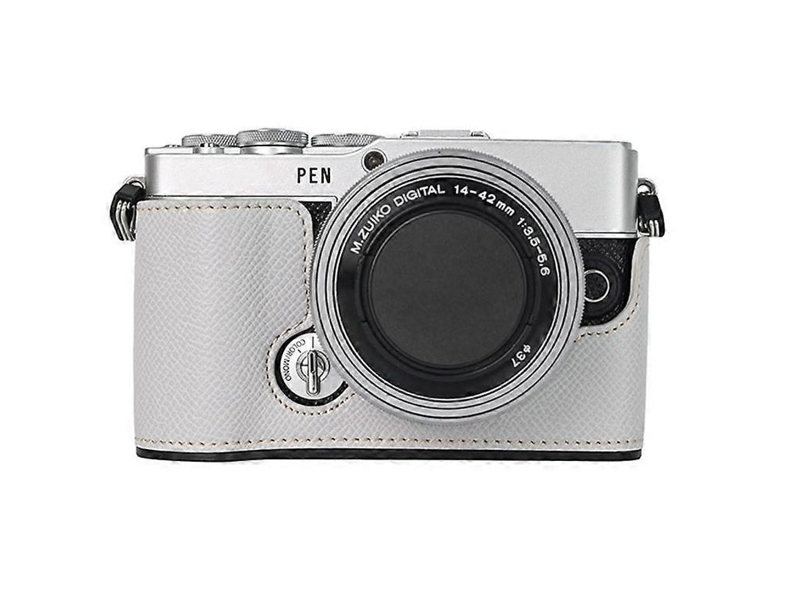 Estuche de cuero texturizado compatible con Olympus Pen y cámara P7, batería fácil de reemplazar Facpoet
