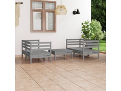 Conjunto de salón de jardín de 2 piezas de pino macizo gris Dkd Home Decor