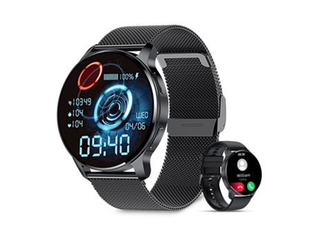 Smartwatch CHRONUS de 1.32'' con Pantalla táctil Monitor de Fitness Negro
