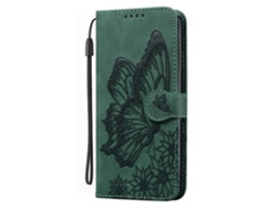 Funda Tipo Cartera Con Tapa Retro Para Oppo Find X2 Lite Con Estampado De Mariposas - Verde