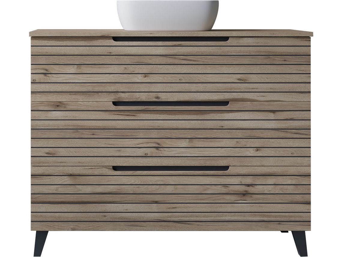 Mueble de baño con Lavabo sobre encimera KEN 80x45 cm acabado Desierto 3 cajones con patas