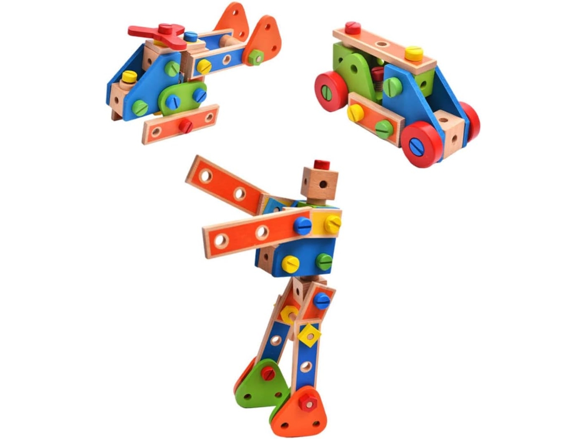 Juego de construcción de madera con divertidos tornillos y tuercas, juguete educativo Montessori para niños. CHABERLU