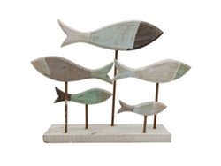 Signes Grimalt - Adorno peces Gris de Madera | Figura Marinera Aplique Pared Adornos Náuticos 31x9x43cm BY SIGRIS