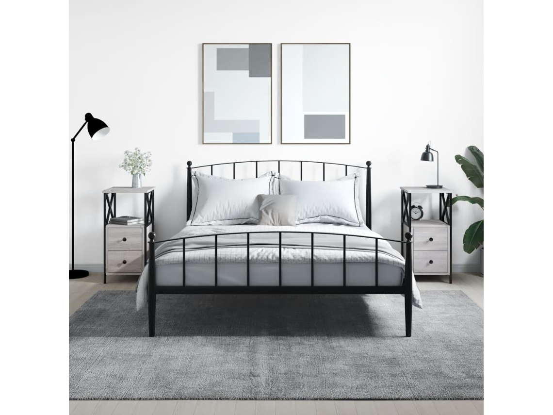 Pack 2 Uds Mesitas Noche | Mesilla De Noche Madera Ingeniería Gris Sonoma 34x35,5x70 Cm Wsd791425