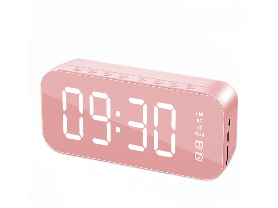 Clock Digital de Led Multifuncional Alto -Falante Bluetooth Caixa de Música Eletrônica Luminosa de Mesa Rosa