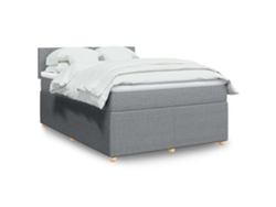 Cama box spring con colchón tela gris claro 140x200 cm