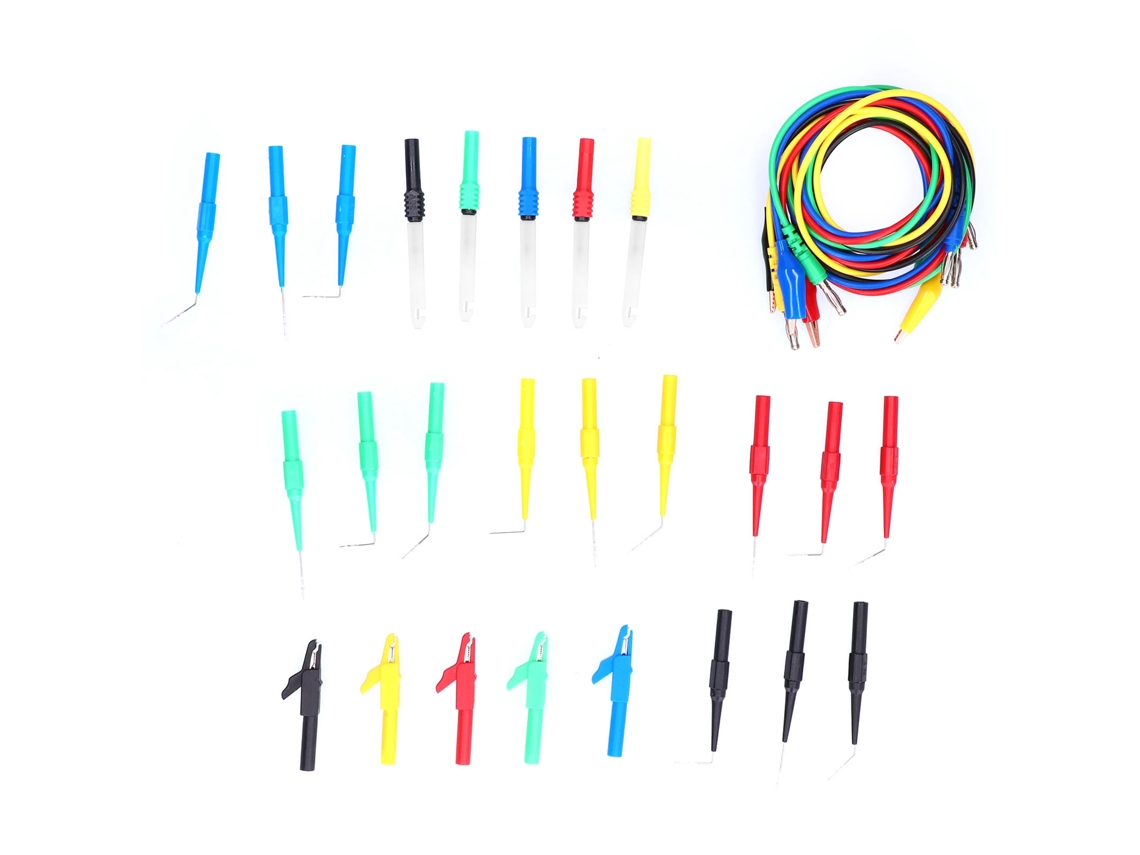 Kit De Cables De Prueba Con Conector Banana, Sonda Trasera Y Pinza De Cocodrilo Para Pruebas Eléctricas En Automoción Y Laboratorio.