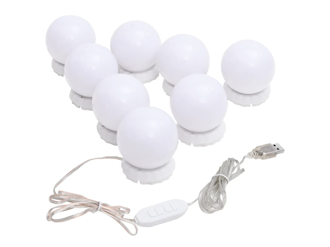 Lámpara Iluminación de Espejo con 8 Bombillas Led Blanco Cálido y Frío
