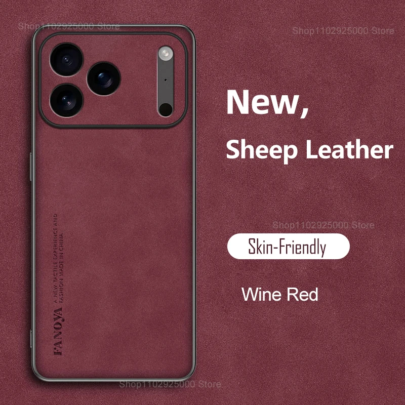 (burdeos Iphone 14 Pro Max) Funda Para Iphone De Piel Sintética A Prueba De Golpes, Cubierta Trasera Suave De Piel De Oveja De Color Liso.