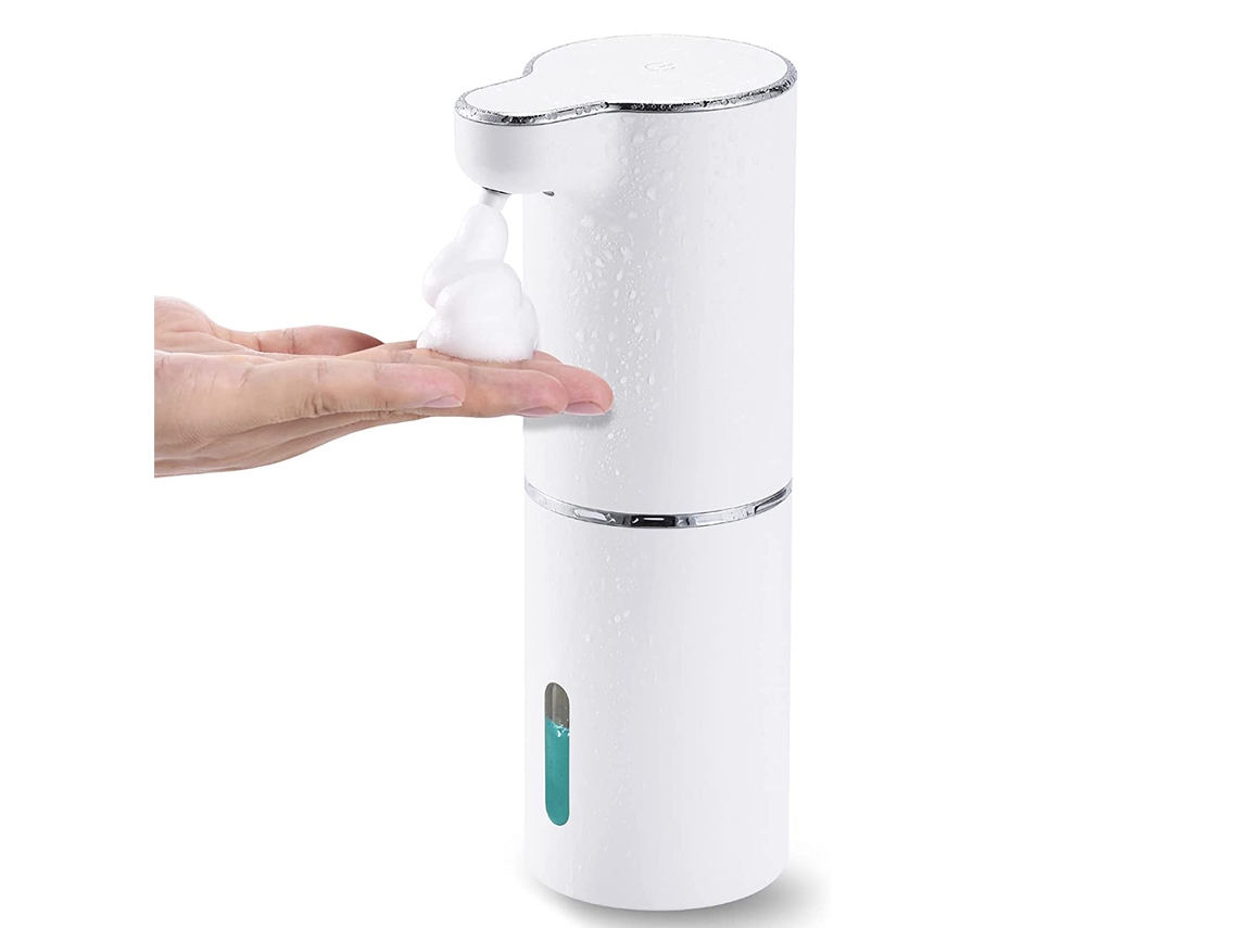 Dispensador de jabón automático con diseño versátil, dispensador de jabón espumoso sin contacto de 300 ml, recargable por inducción infrarroja avanzada.