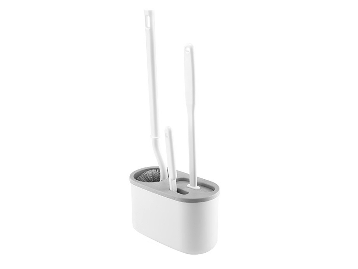 Rebe-conjunto De 4 Escovas De Vaso Sanitário Com Suporte De Parede Sem Furo 3 Escovas Para Banheiro Branco