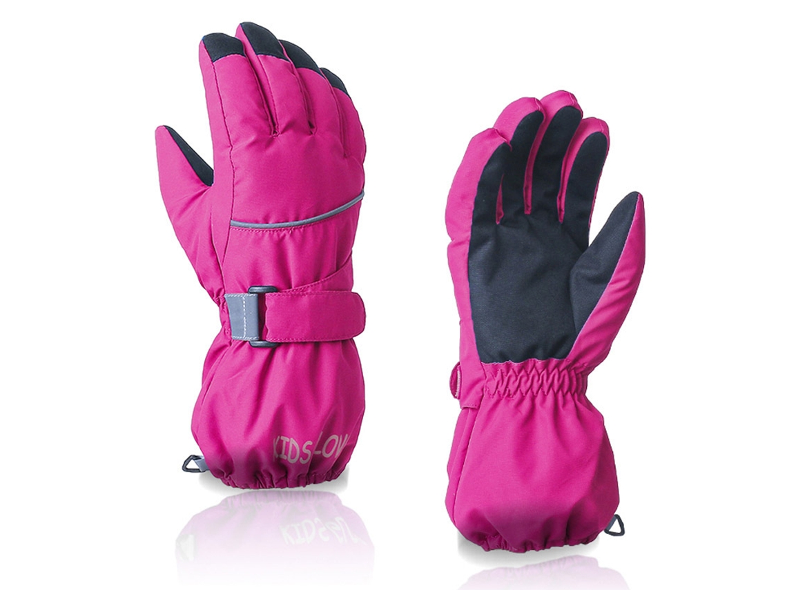 Guantes de esquí impermeables para jóvenes y niños, guantes cálidos de cinco dedos