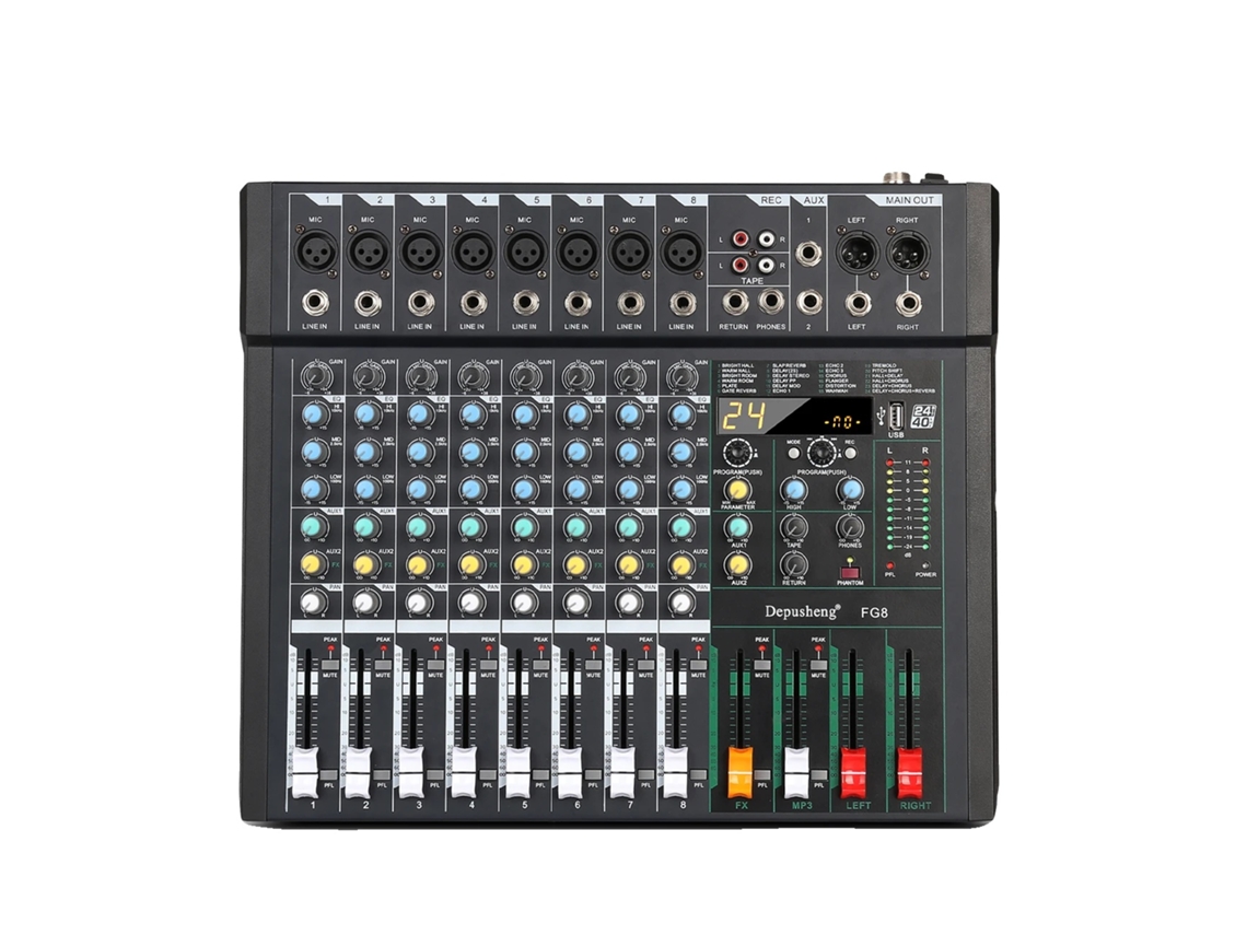 Mezclador de audio, procesamiento de 24 DSP, múltiples canales de entrada, FG8 OEM